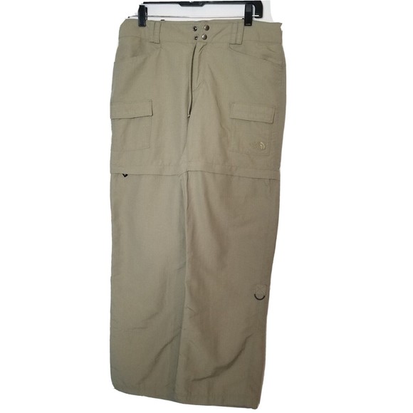 North Face Women's Convertible Cargo Pant Hiking Paramount Porter Zip 10 Khaki